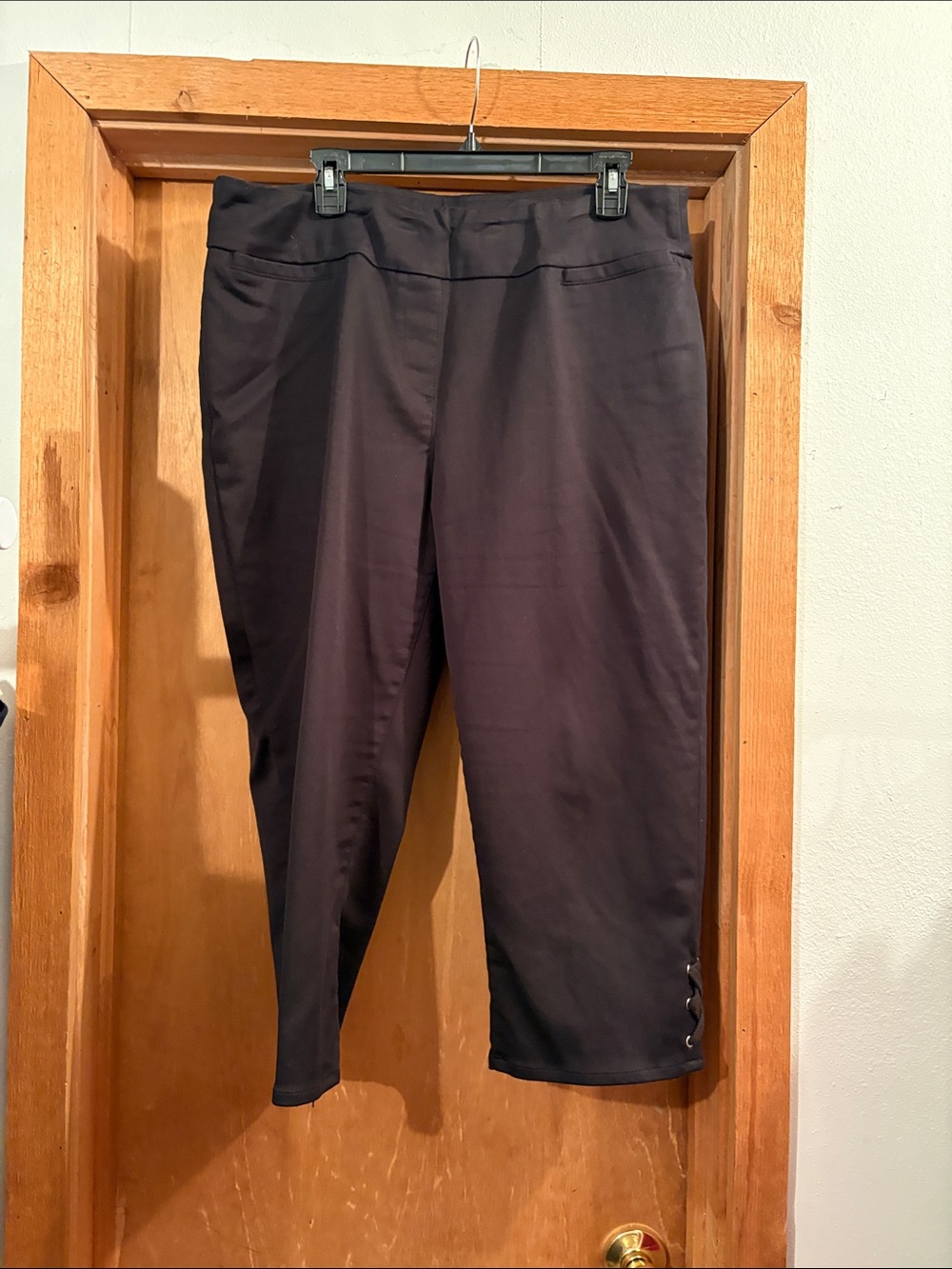Westbound Black Capris with Side Button Detail